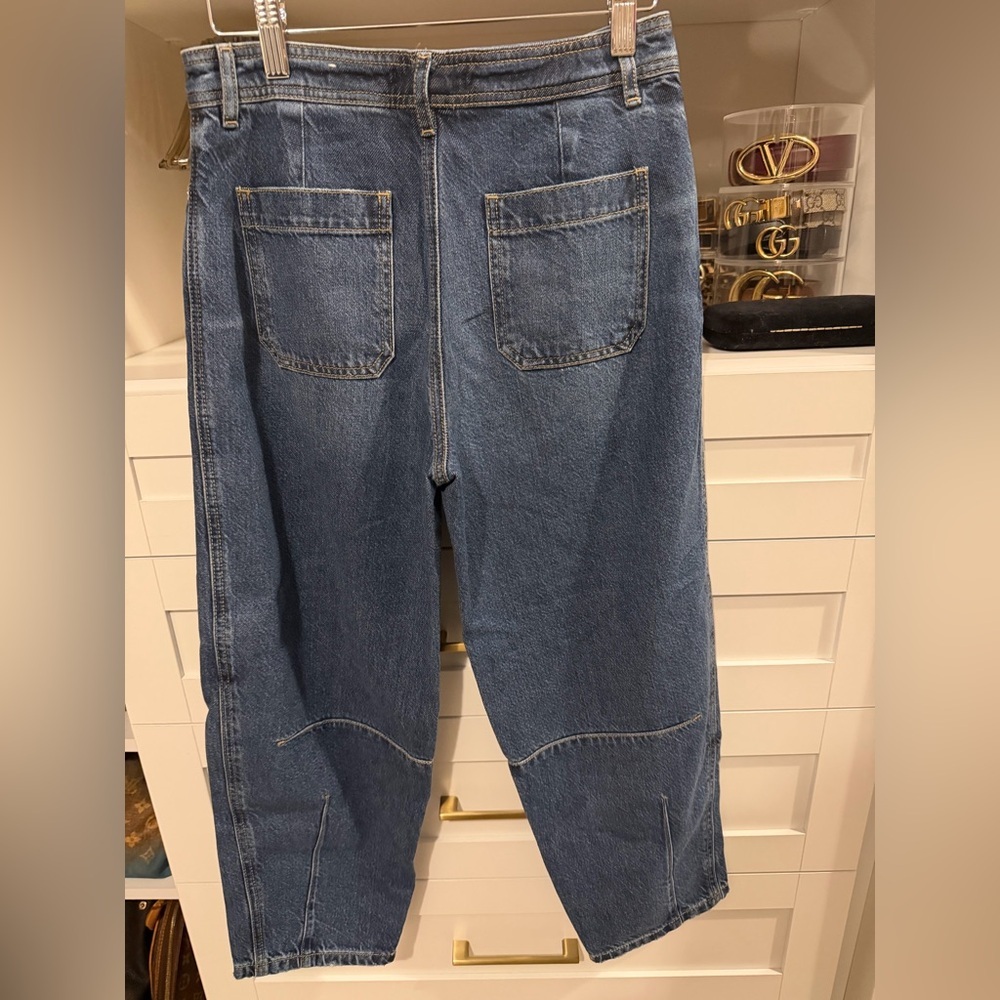 LOFT Dark Blue Barrel Leg Jeans - Picture 6 of 8